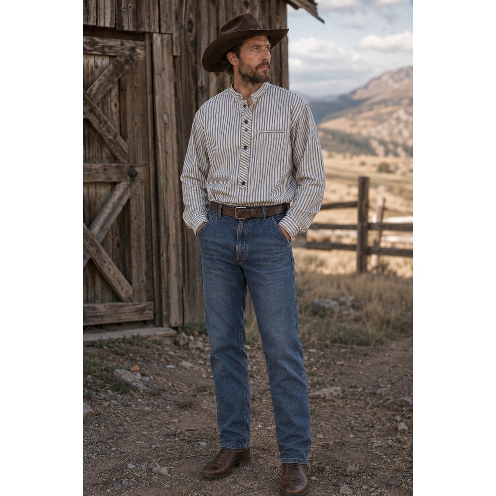 VTG Classic Old West Styles Shirt Mens XL Engineer Stripe Western‎ Frontier